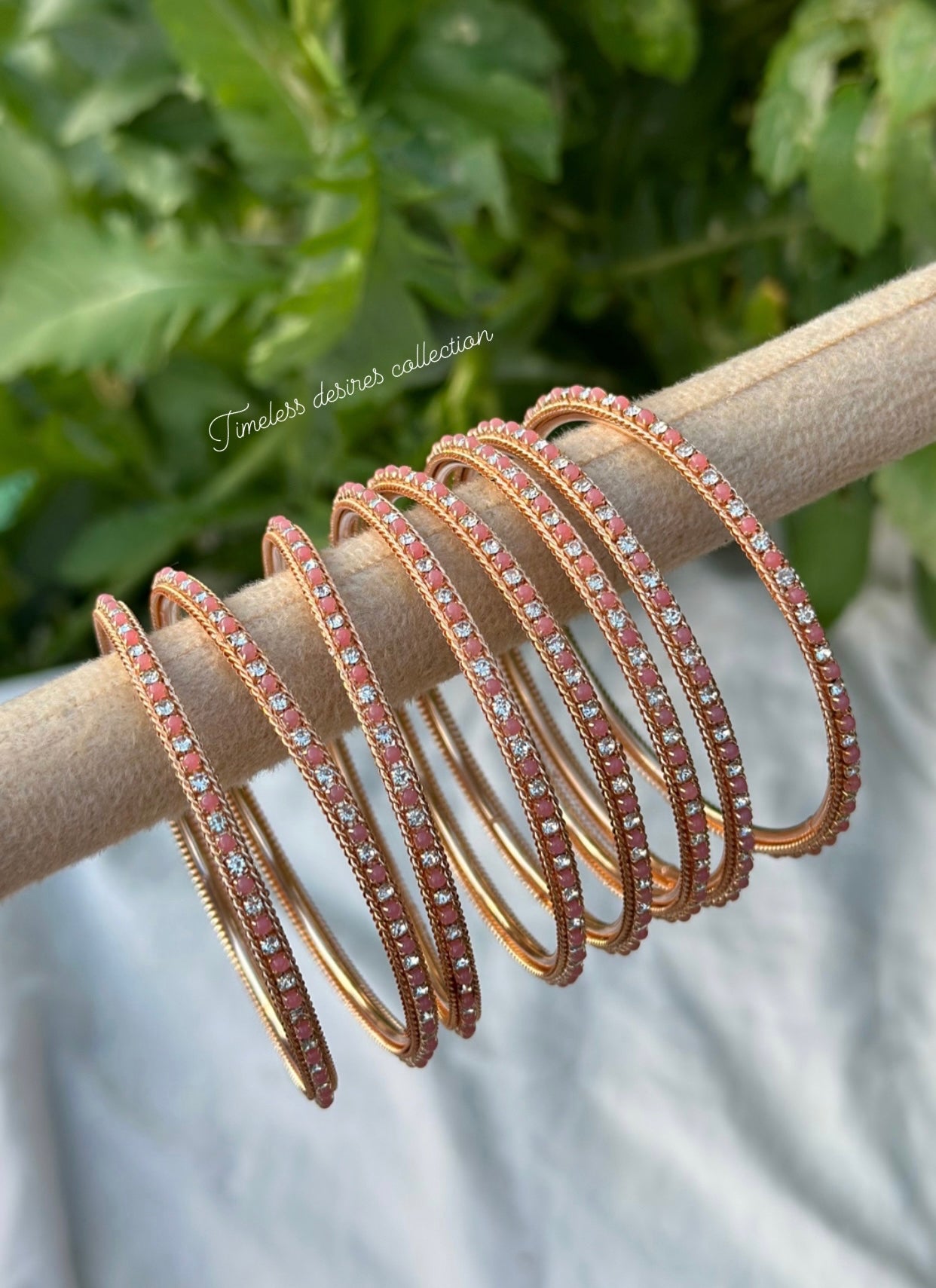 Peach/light pink colour kangan bangles set
