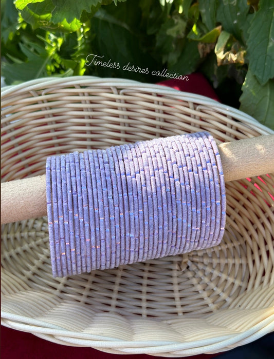 Lavender Plain velvet bangles pack of 36 bangles