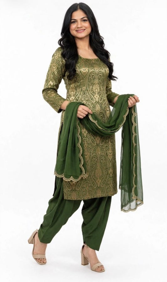 Green colour Kheen Khab salwar suit - code 253