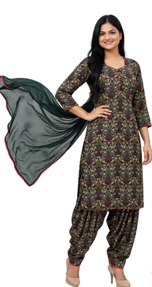 Casual wear boutique stitched suit in premium quality in pashmina