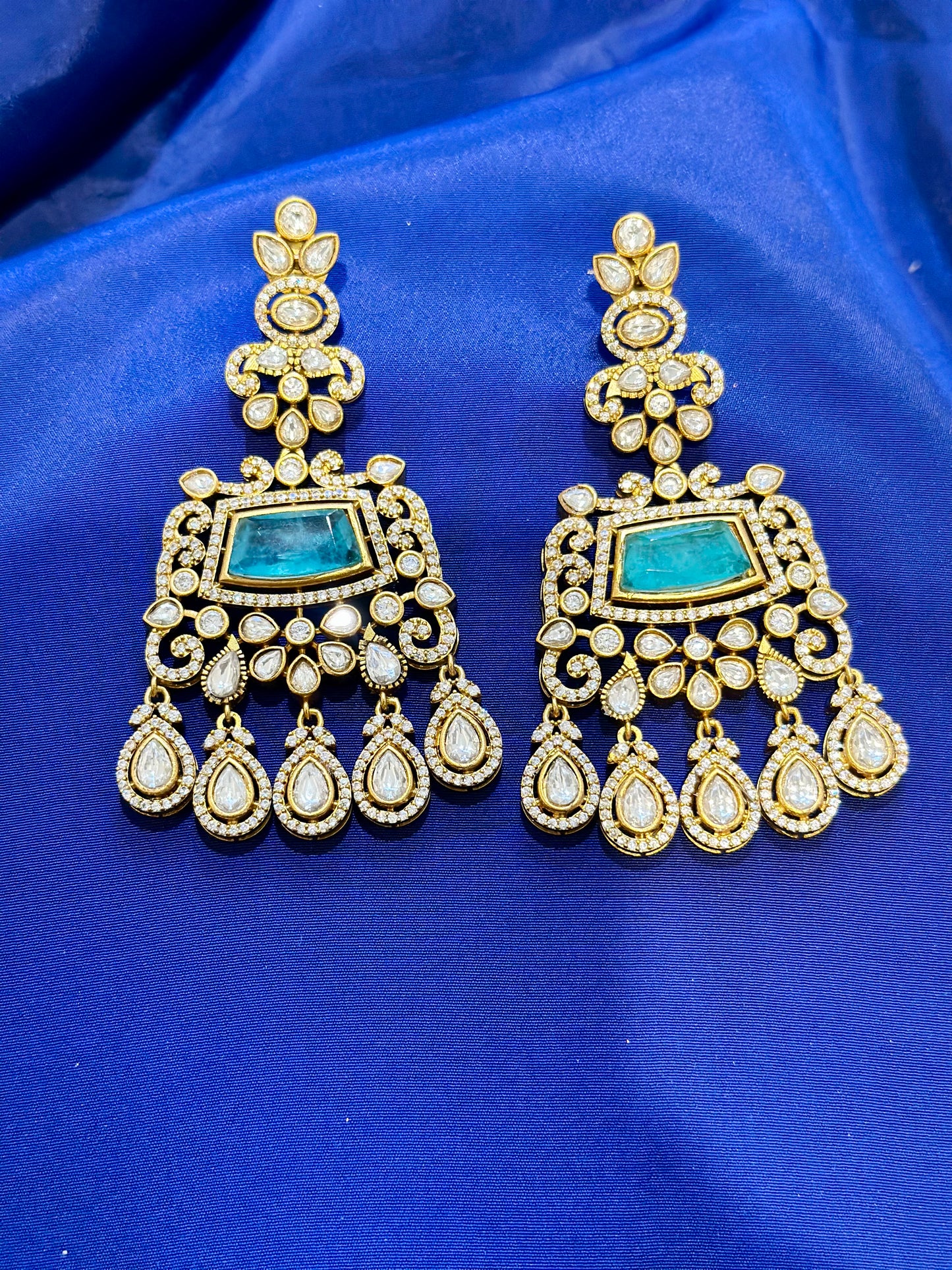 Moissanite earrings ( Premium Range ) Colour: Firoza , (Code: X4)