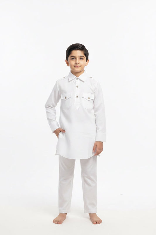 Kids kurta Pajama in colour: white, Fabric: Soft cotton