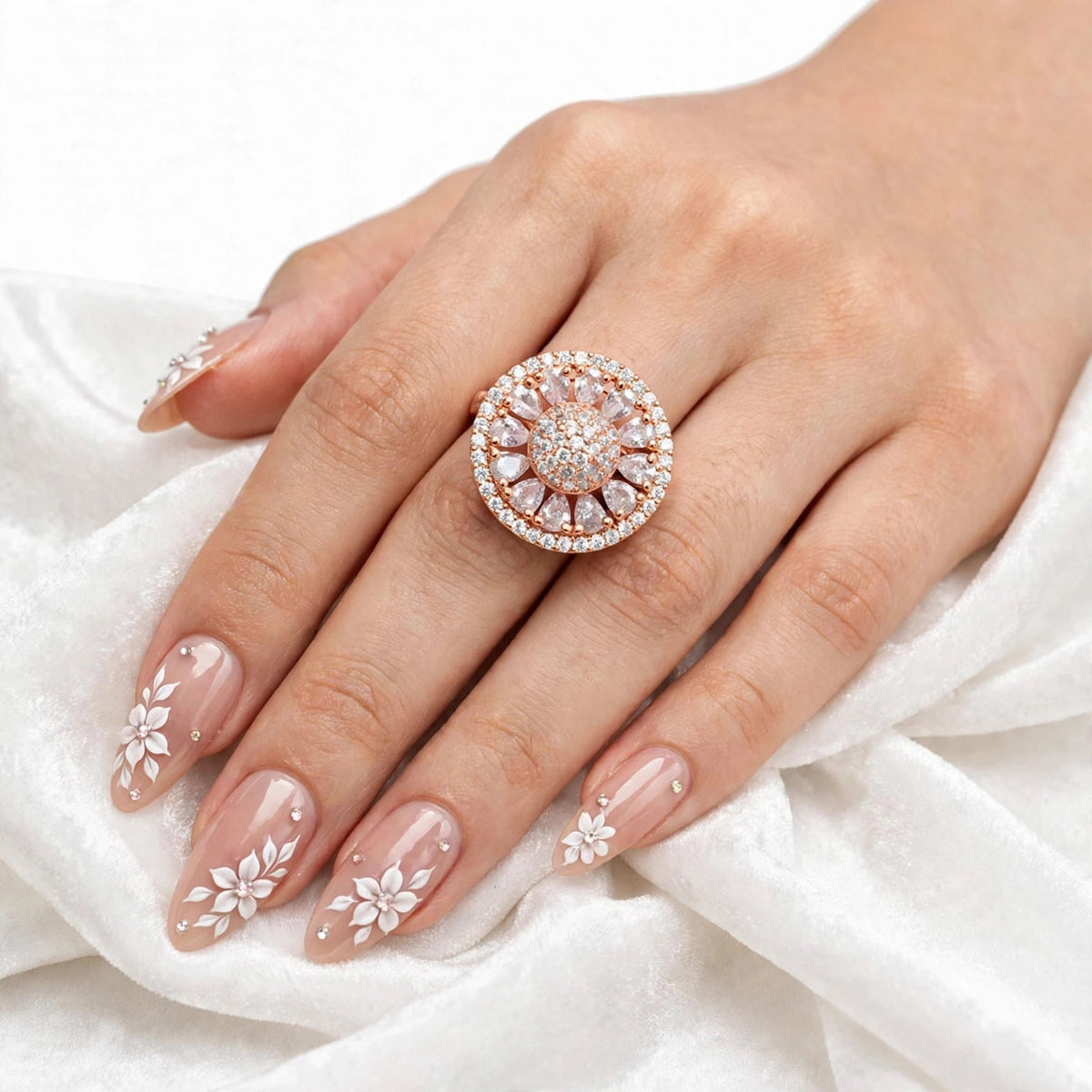 Rose Gold ring in AD