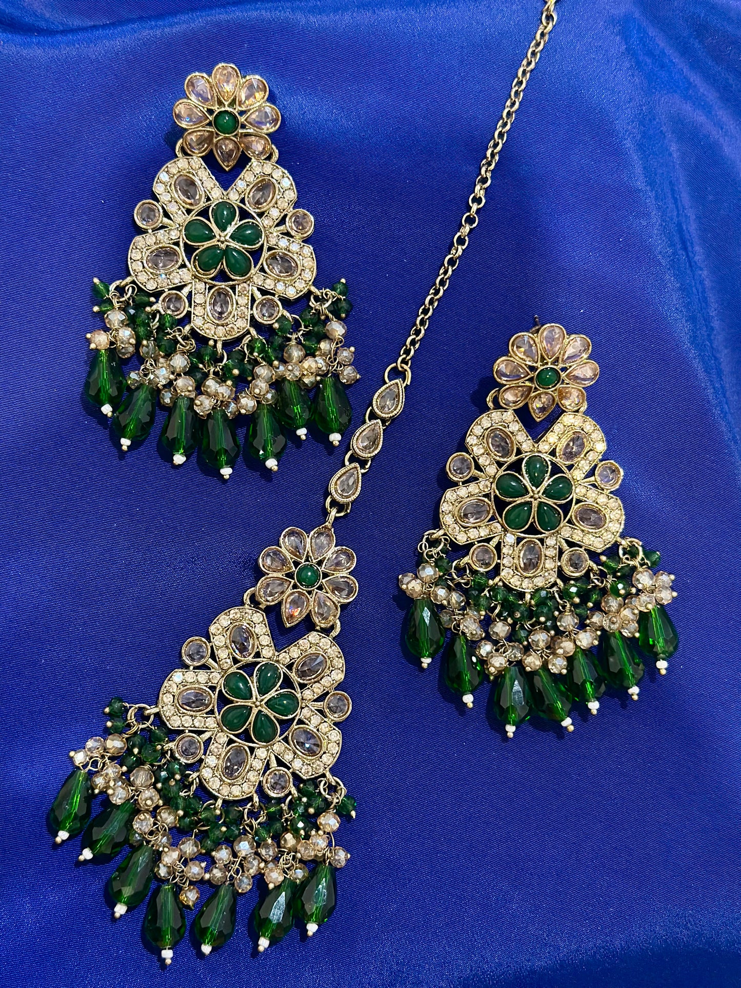 Polki earrings, Colour: Green, (Code: X2)