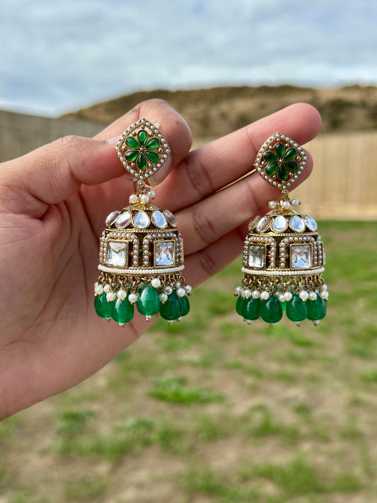 Green jhumki earrings J17