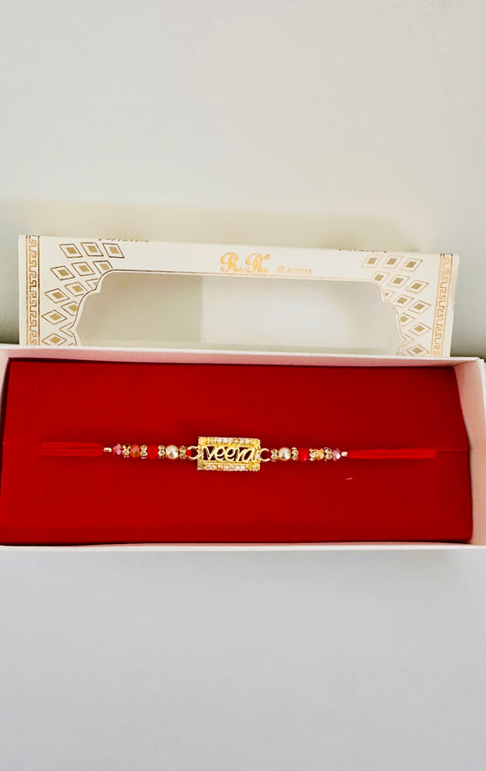 Veera Rakhi / Rakhdi Box in American Diamond - Code A10