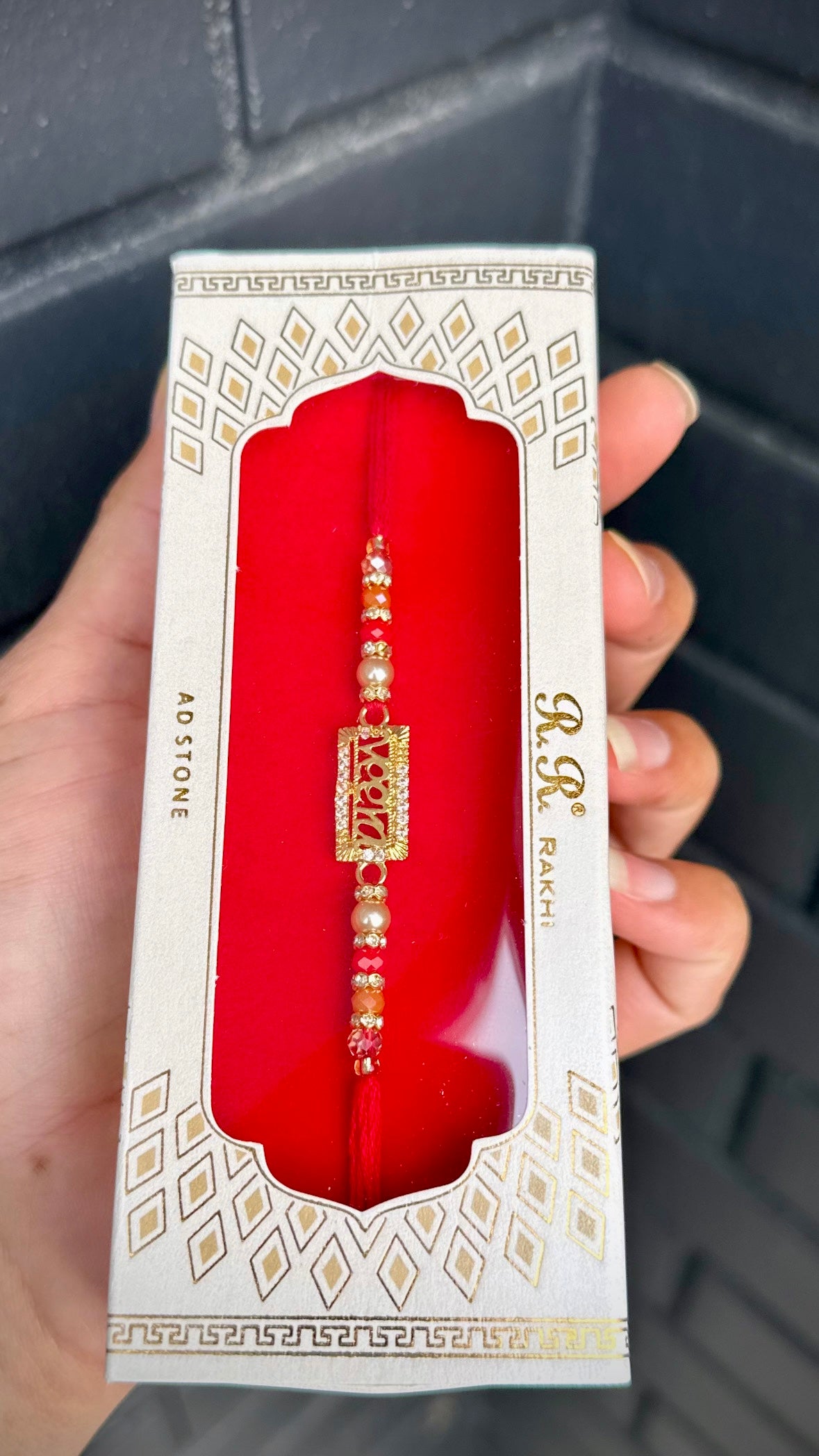 Veera Rakhi / Rakhdi Box in American Diamond - Code A10
