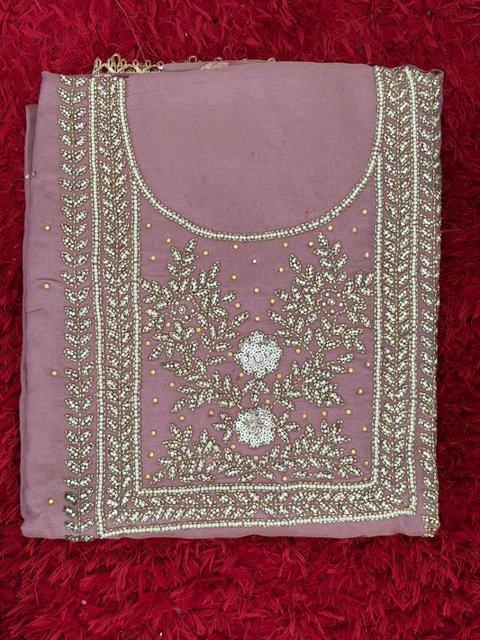 Unstitched suit with Banarsi Bottom