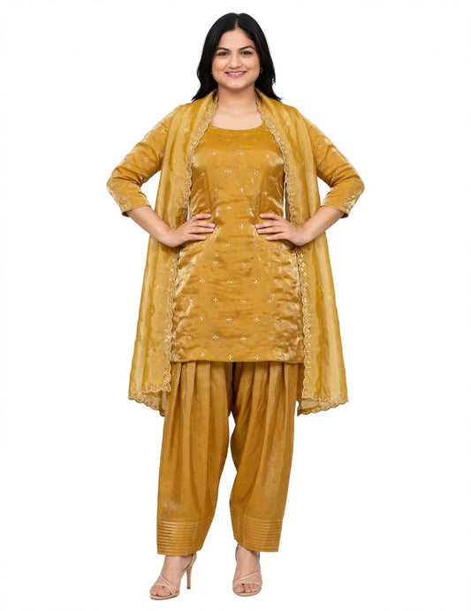 Farshi salwar suit in Golden colour - Code 077