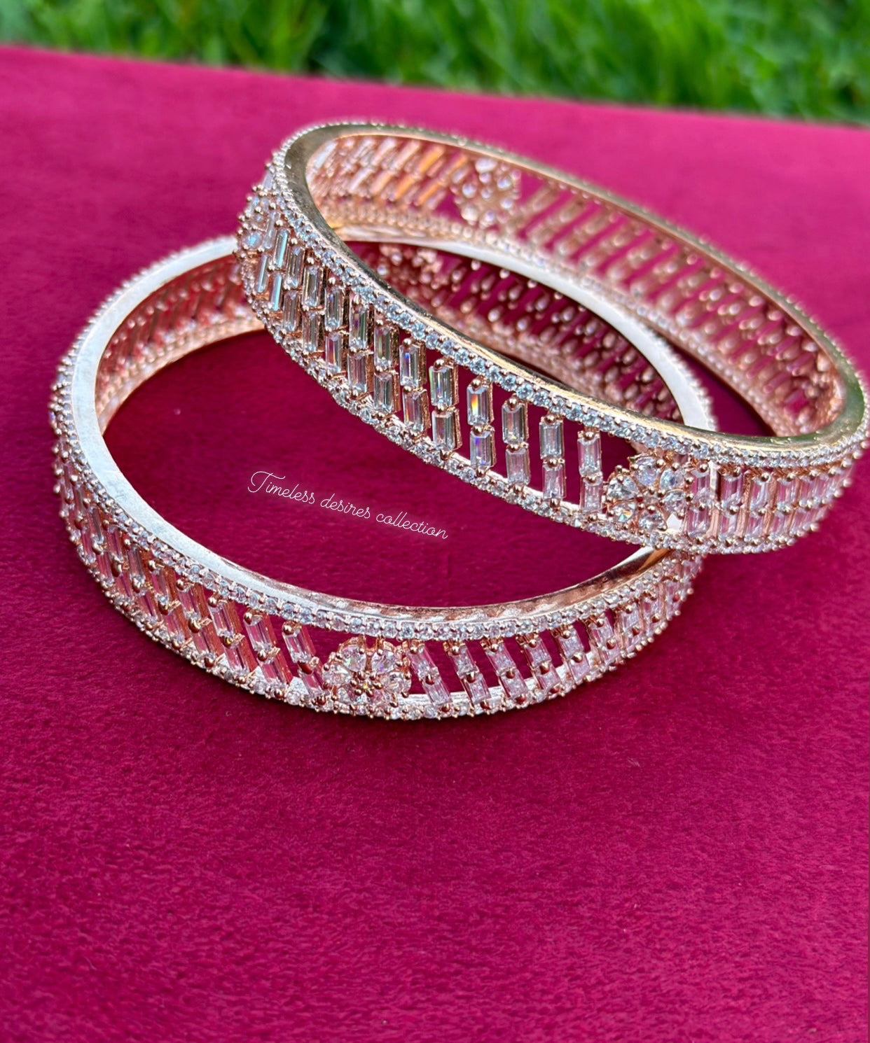American diamond kangan / bangles in rose golden