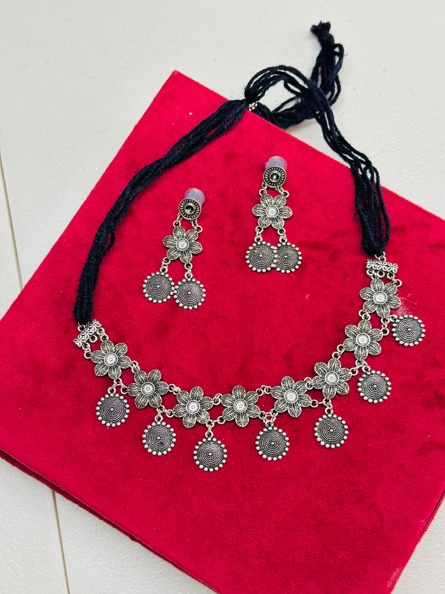 Oxidised Necklace set with earrings