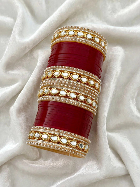 Maroon redish chooda set, ( Code: 7 )