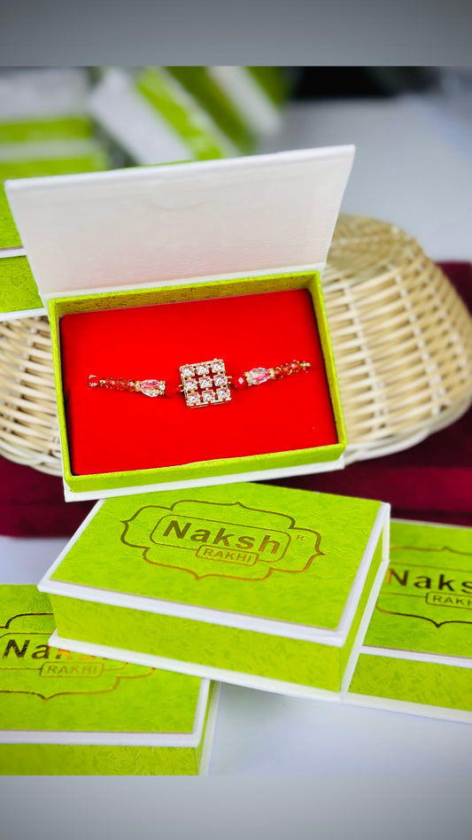 American Diamond Rakhi / Rakhdi Box ( Premium Range ) - Code A39