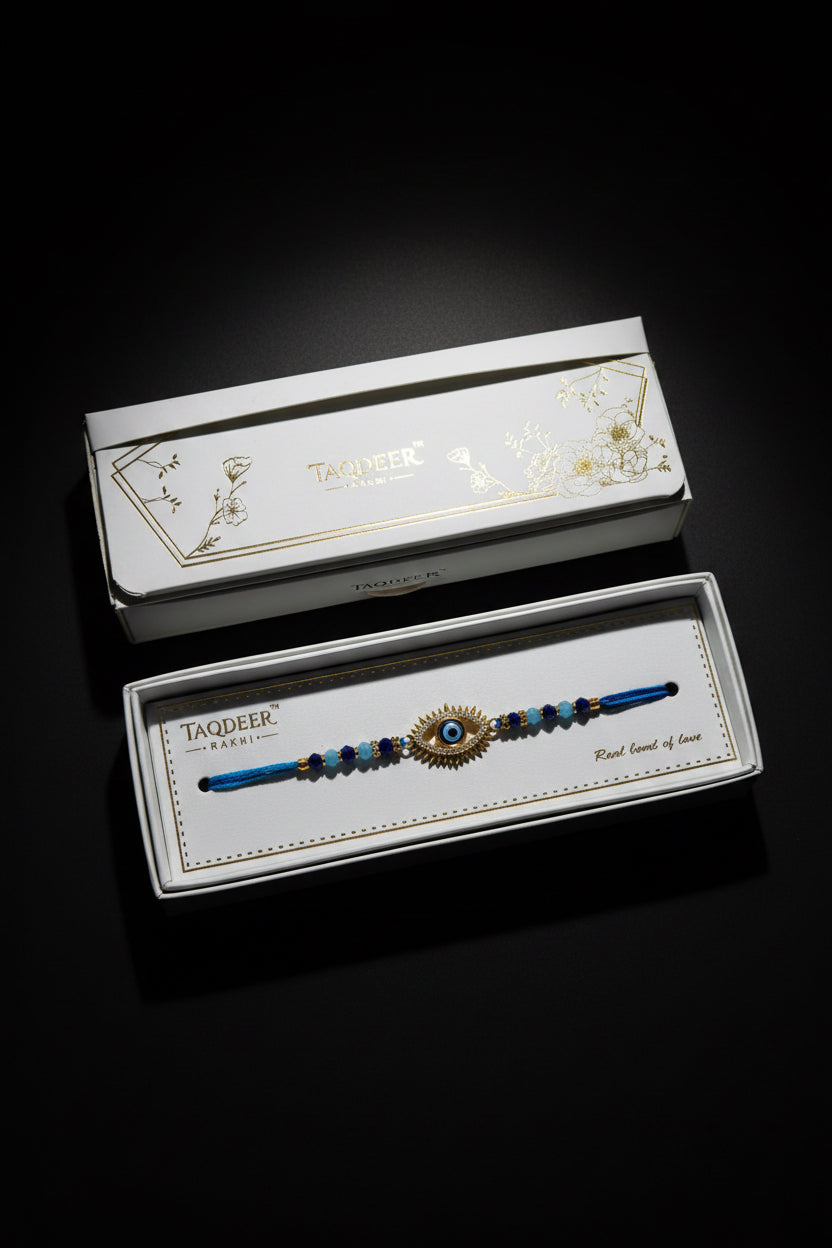 Evil eye rakhi box in American diamond