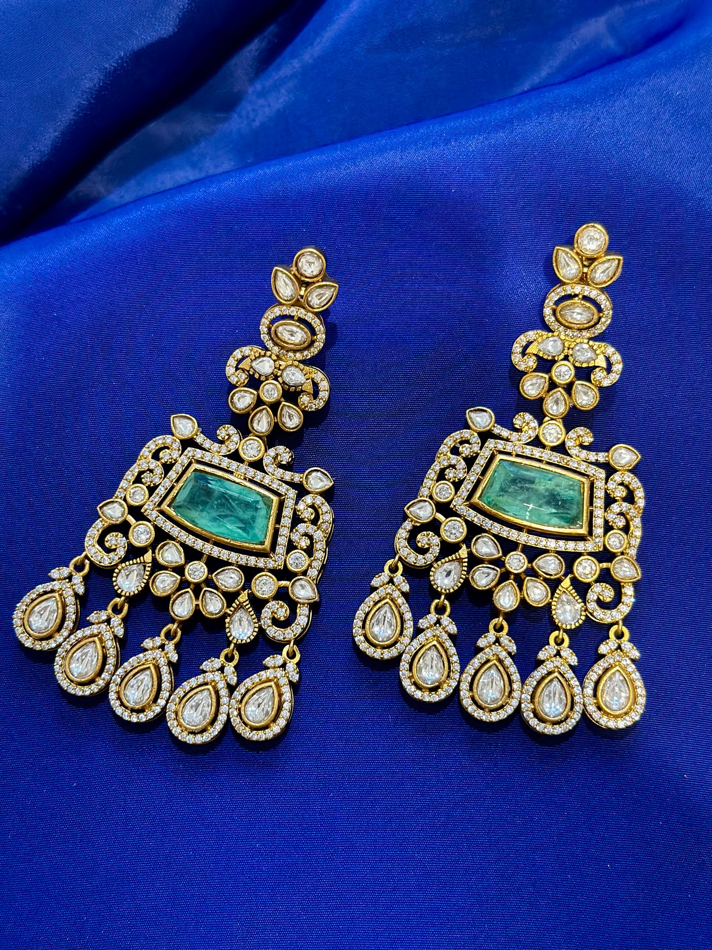 Moissanite earrings ( Premium Range ) Colour: Mint , (Code: X4)