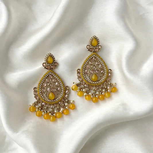 Mustard Earrings in Polki- J31