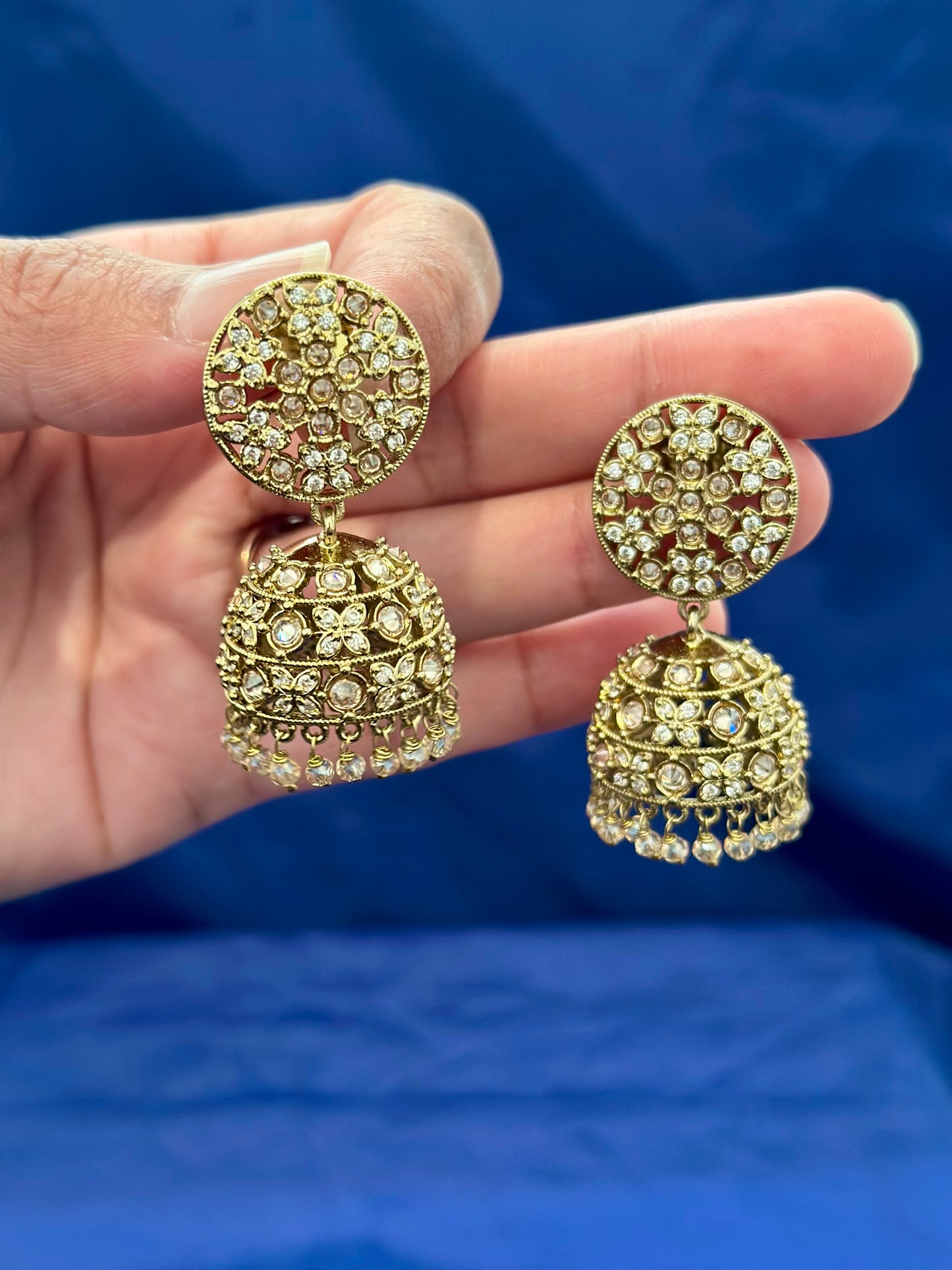 Jhumki Earrings in polki, Colour: Golden, (Code:094)
