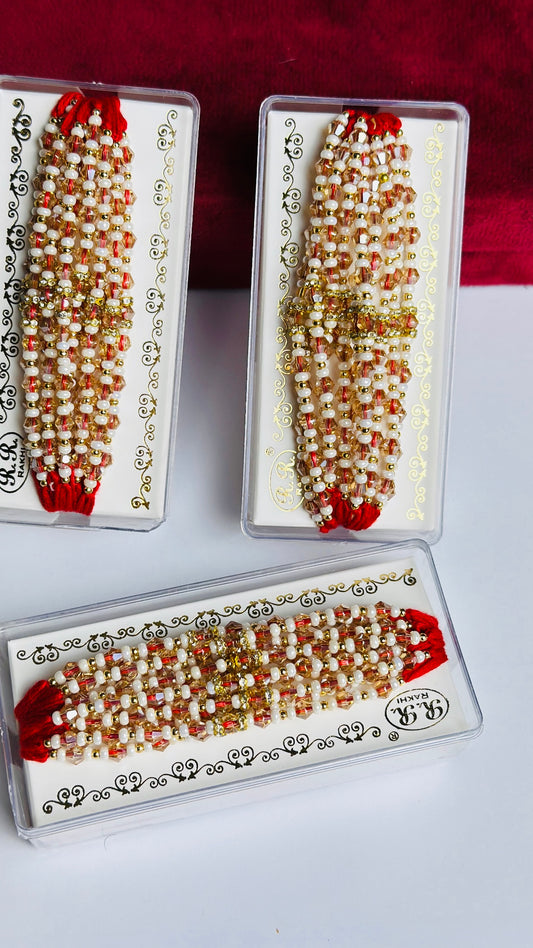 Crystal & Pearl Loaded Rakhi / Rakhdi Thread ( Per PC ) - Code A54