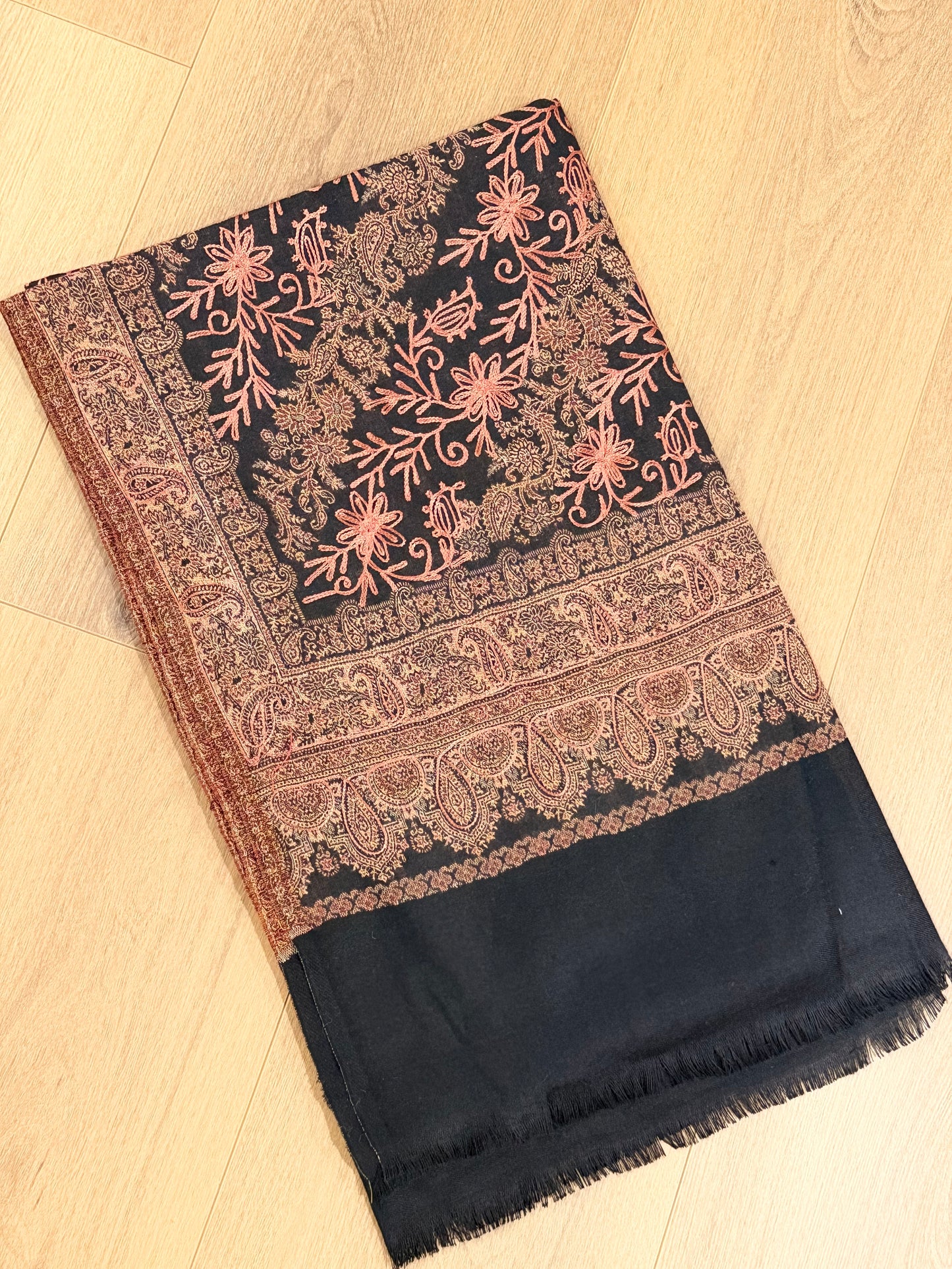 Pure pashmina shawl with Kashmiri work - Code Y33