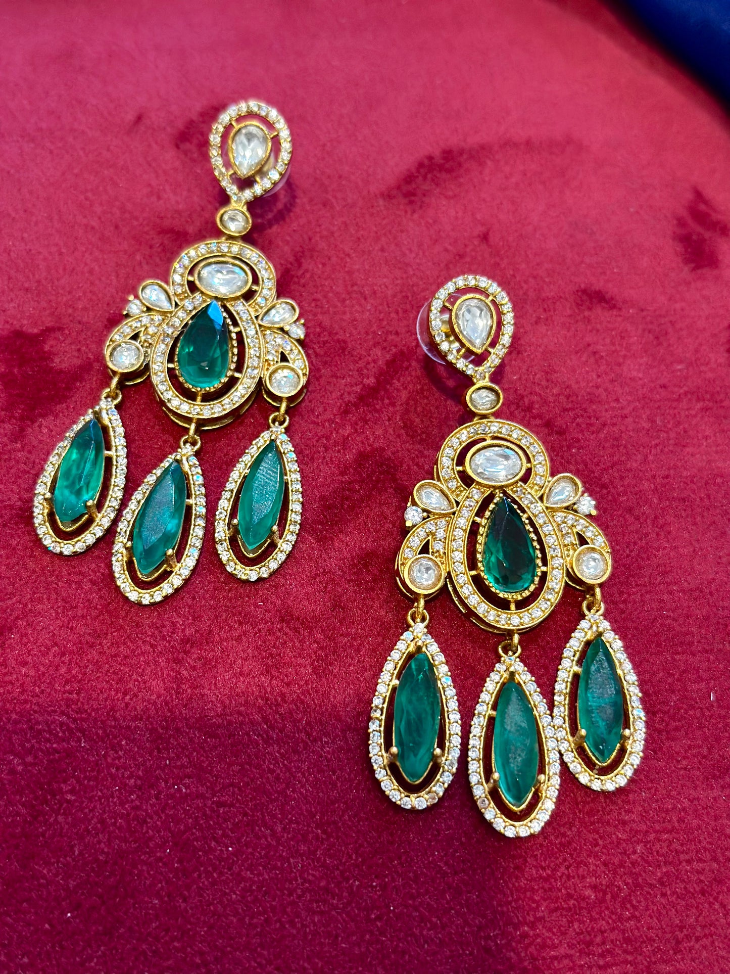 Mozonite earrings ( Premium Range ) Colour: Green , (Code: X8)