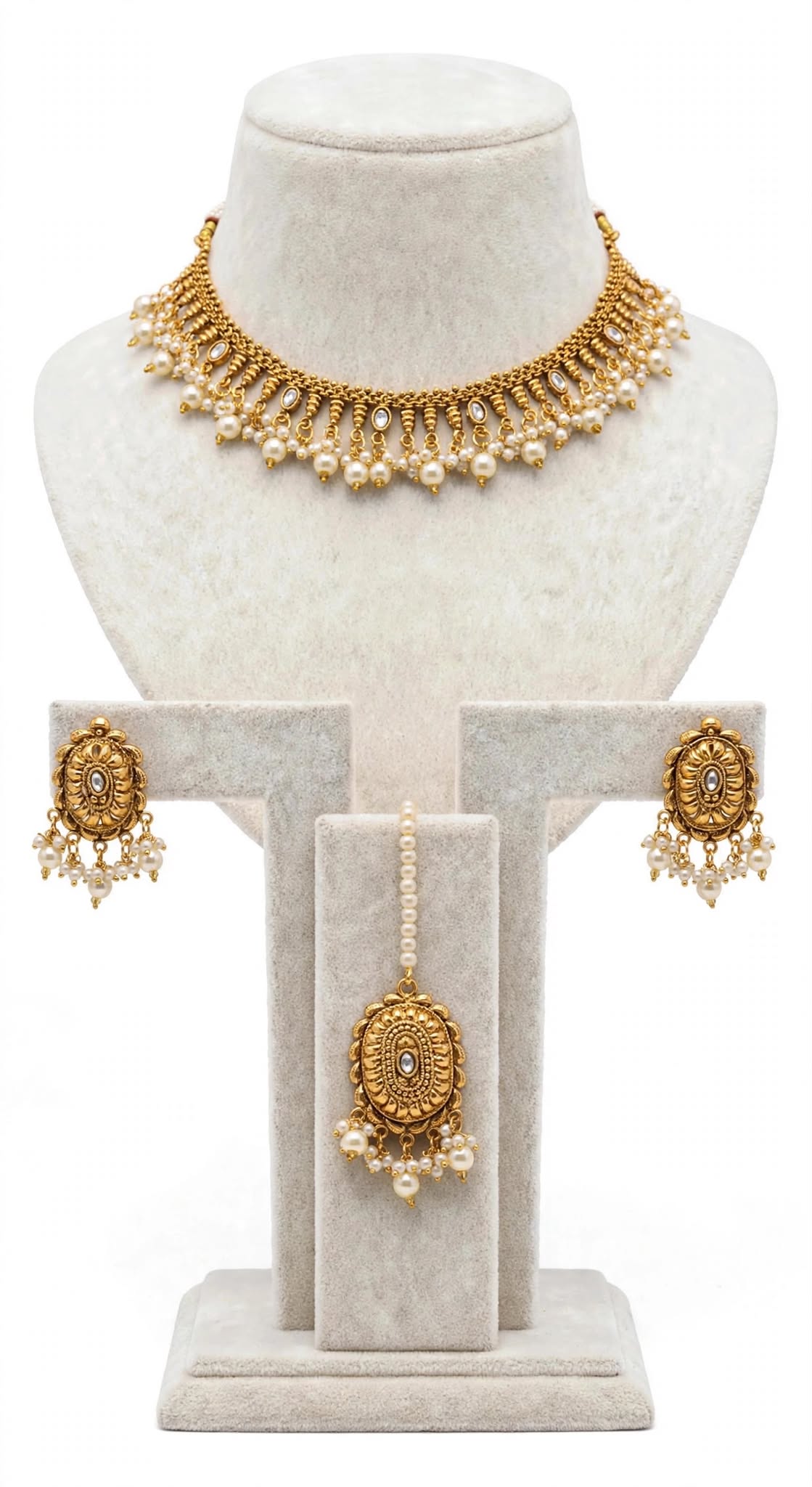 Necklace set with earrings and tikka, Code: 064