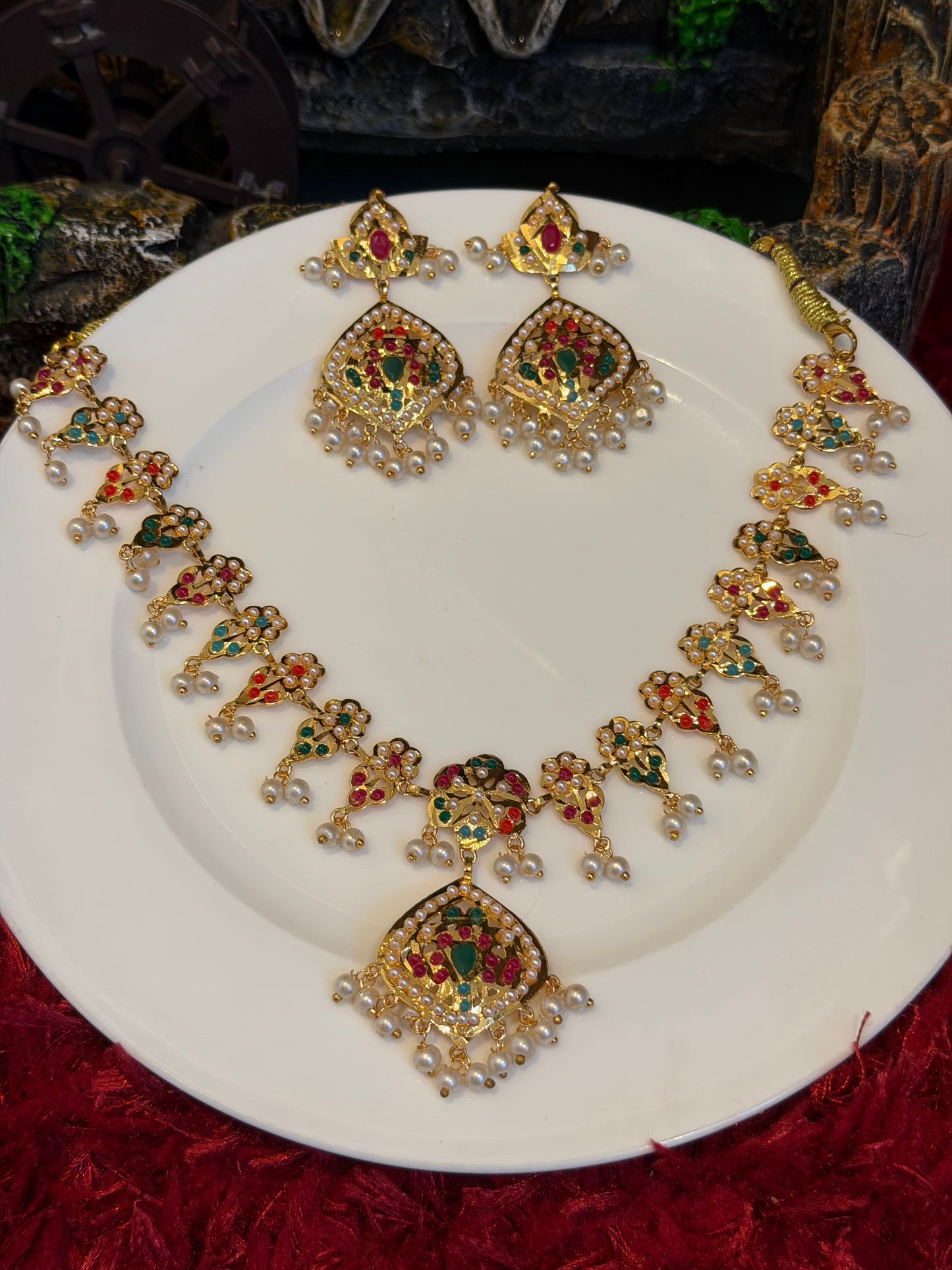 Traditional Multi colour necklace set - X41