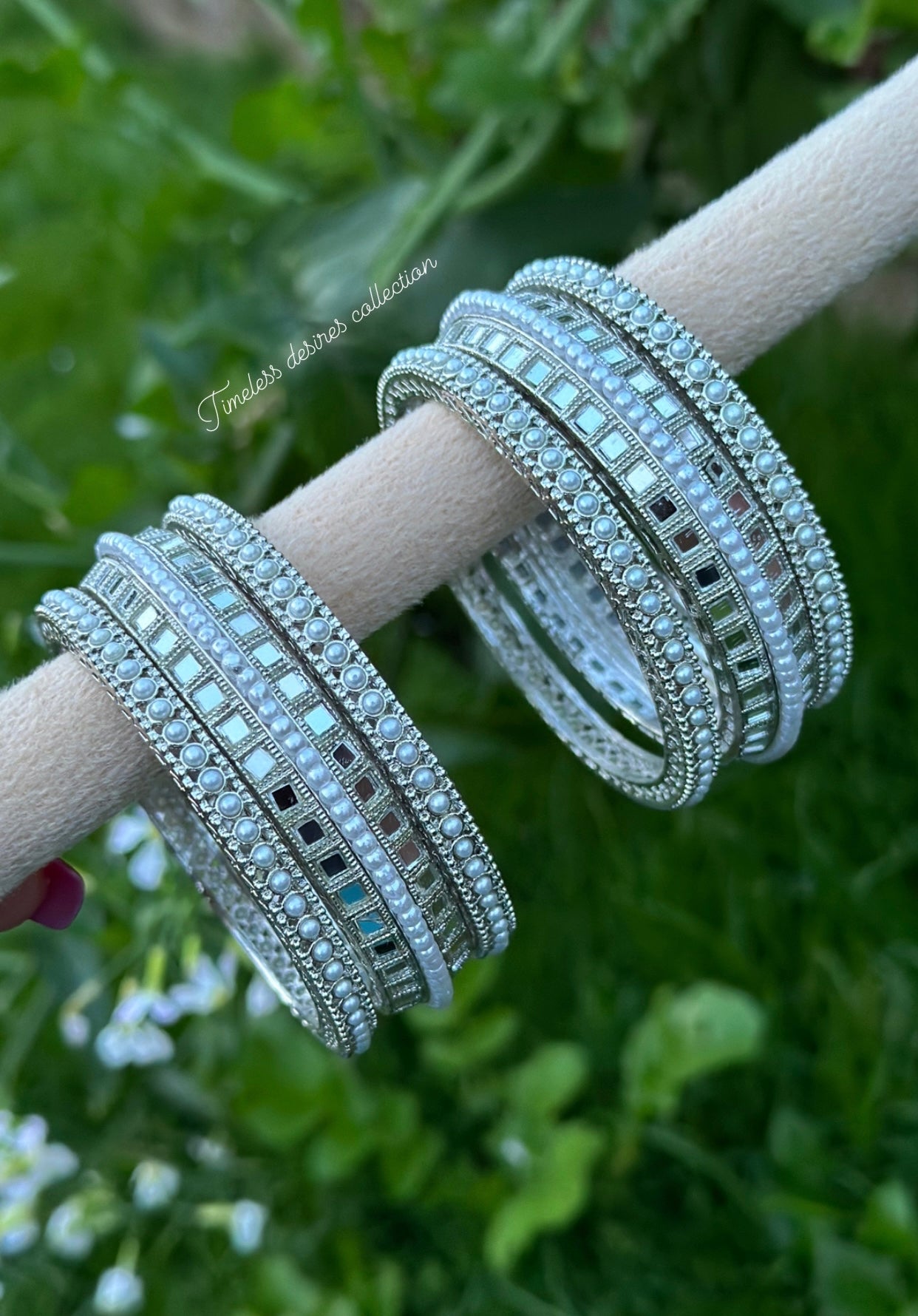 Silver bangles / kangan’s in mirror ( set of 6 )