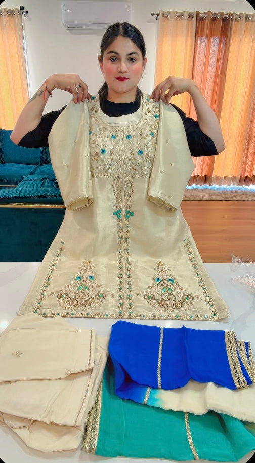 Handwork party-wear suit on Jiraffe silk - Code 926