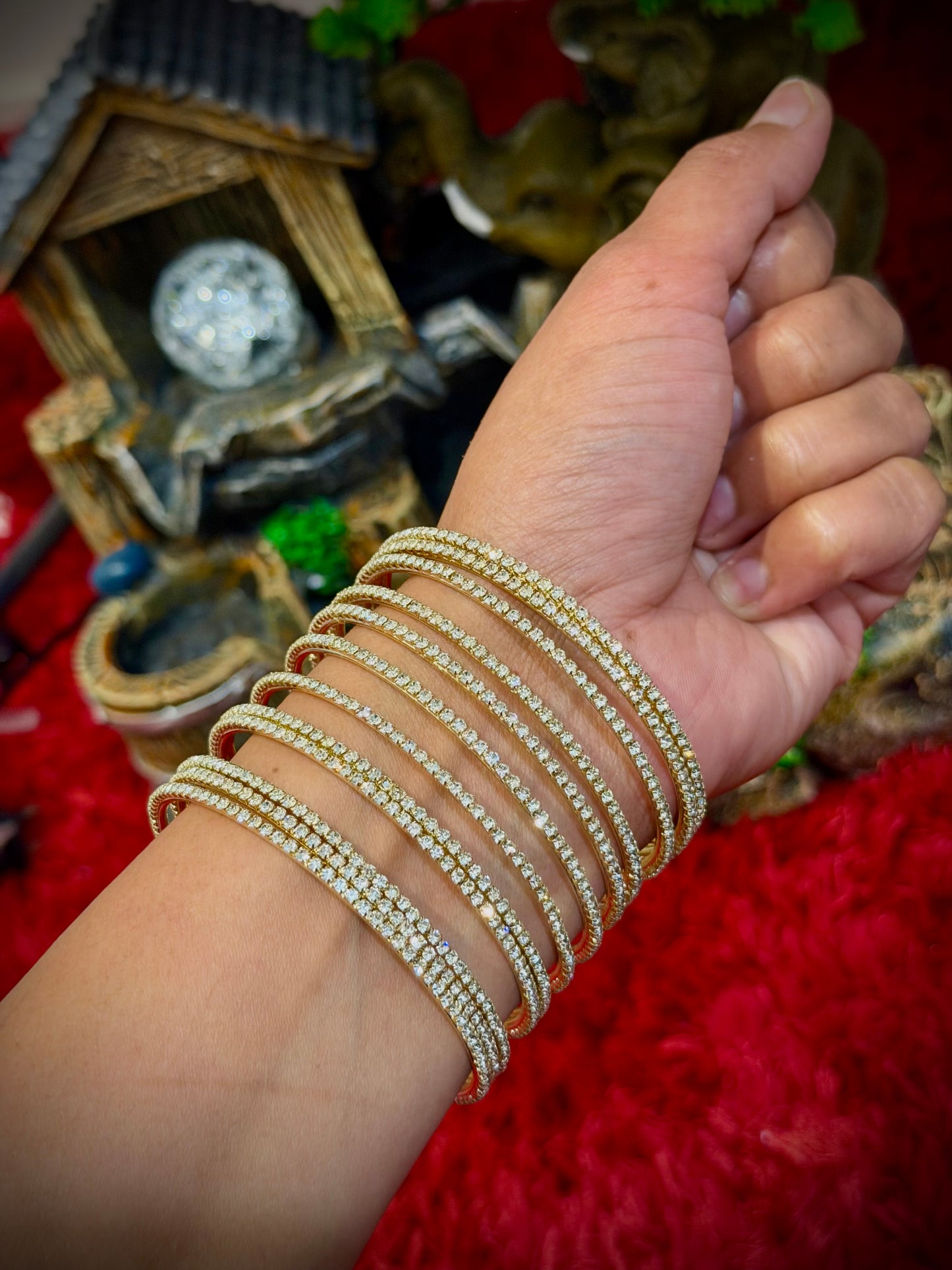 White & Gold diamond bangles - set of 12 bangles ( X21 )