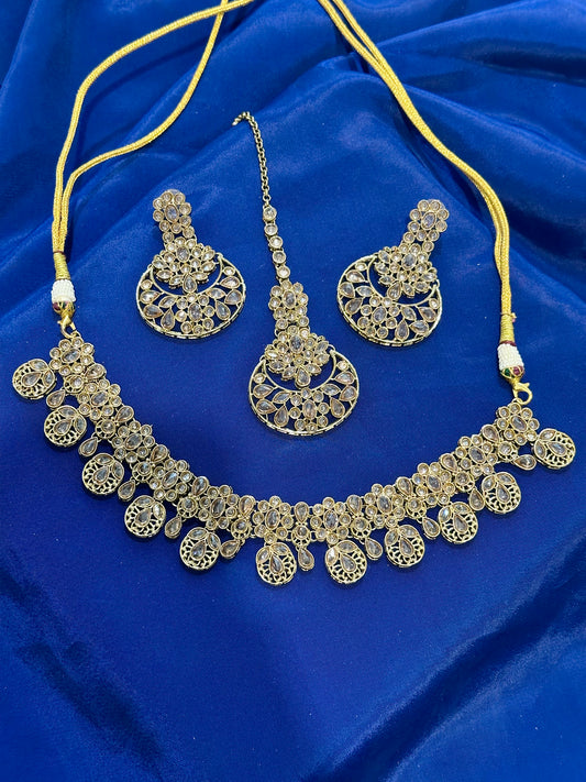 Necklace set with earrings, Colour: Baby Pink, (Code: X18)