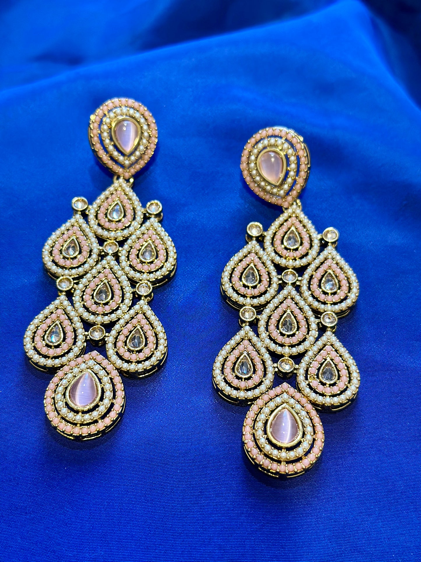 Polki earrings, Colour: Pinky Peach, (Code: X5)