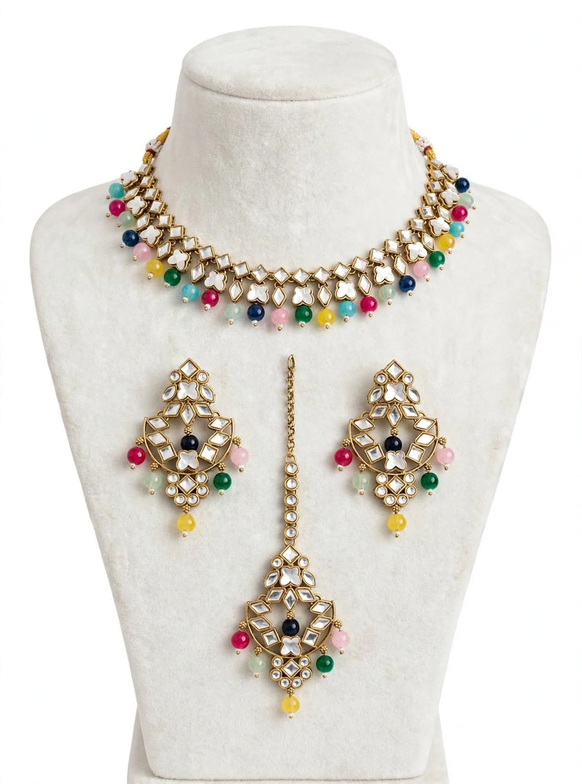 Multi colour necklace set with earrings, Code: E10