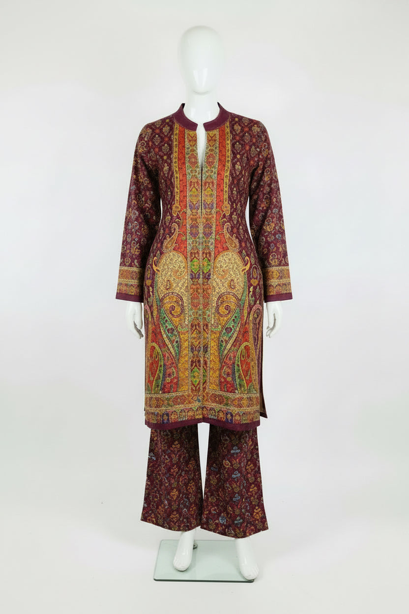 Premium Kashmiri style outfit on silk velvet - Code: 184( free size upto 42)