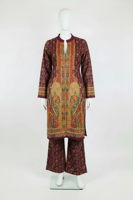 Premium Kashmiri style outfit on silk velvet - Code: 184( free size upto 42)