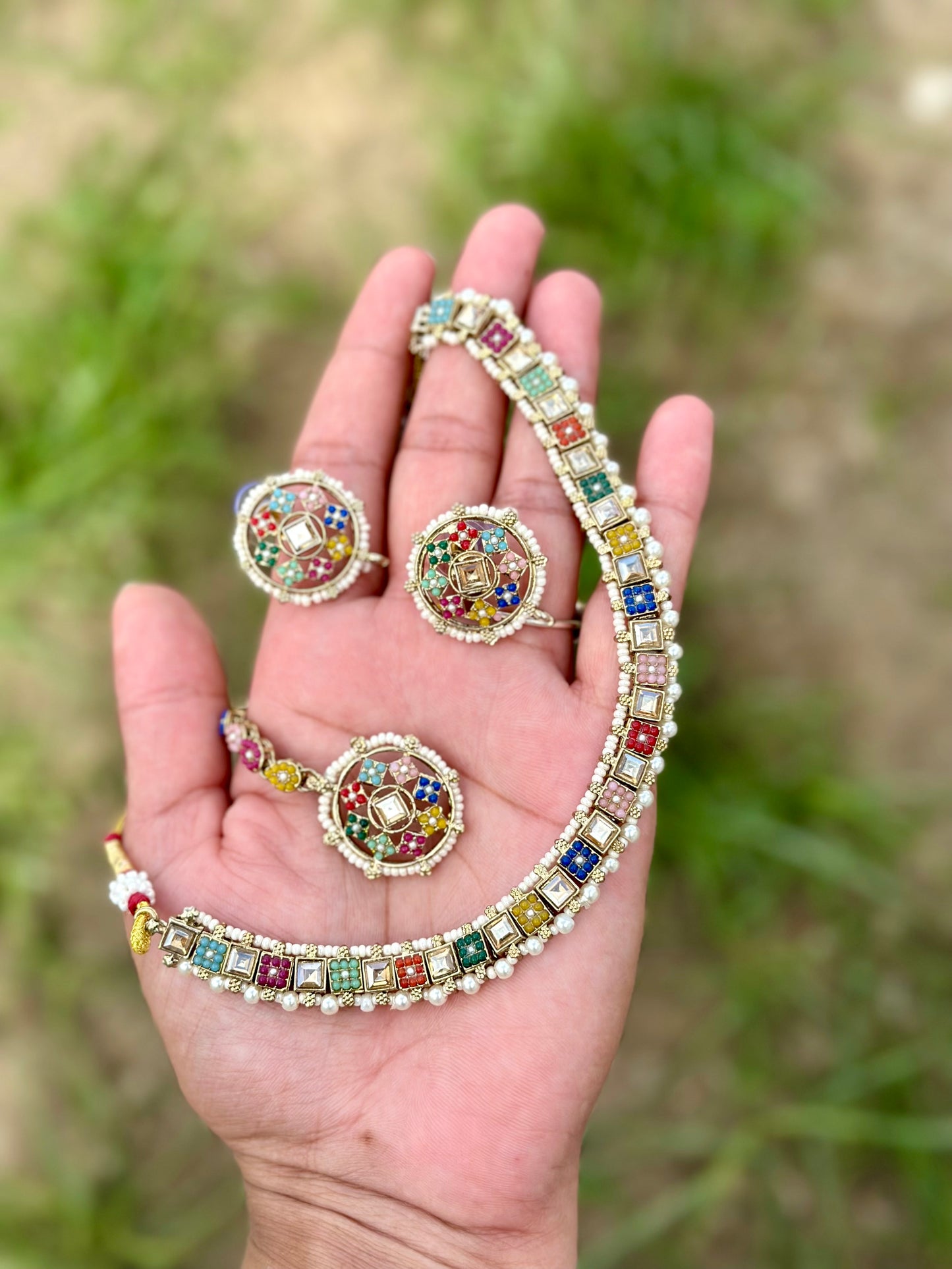 Necklace set with earrings & tikka - J27