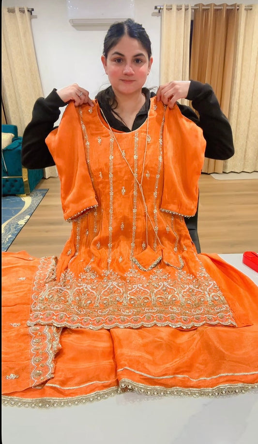 Taking pre orders only : Handwork Sharara suit - Colour: ( Code: 634 )