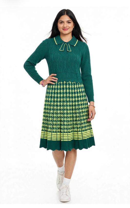 Premium Woolen one piece dress in free size (fit 36-40), Code: 204