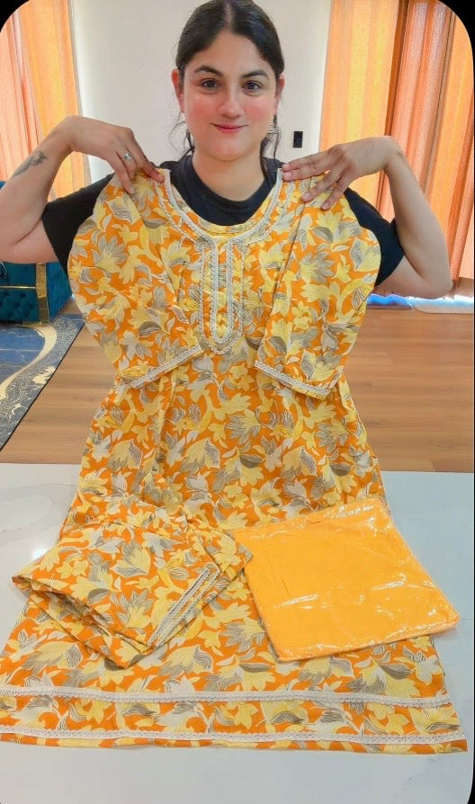 Cotton suit - ( Colour: yellow ) Code: 915