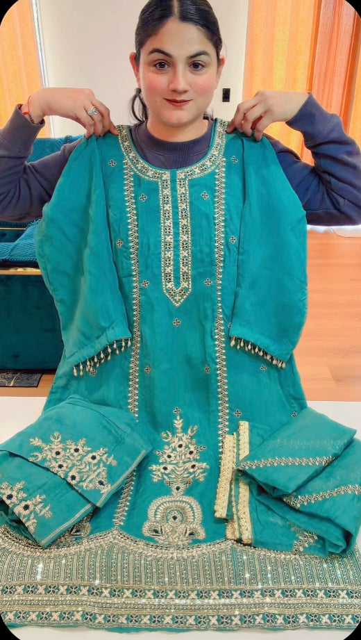 Party wear suit - ( Colour : Sea green ) Code -S114