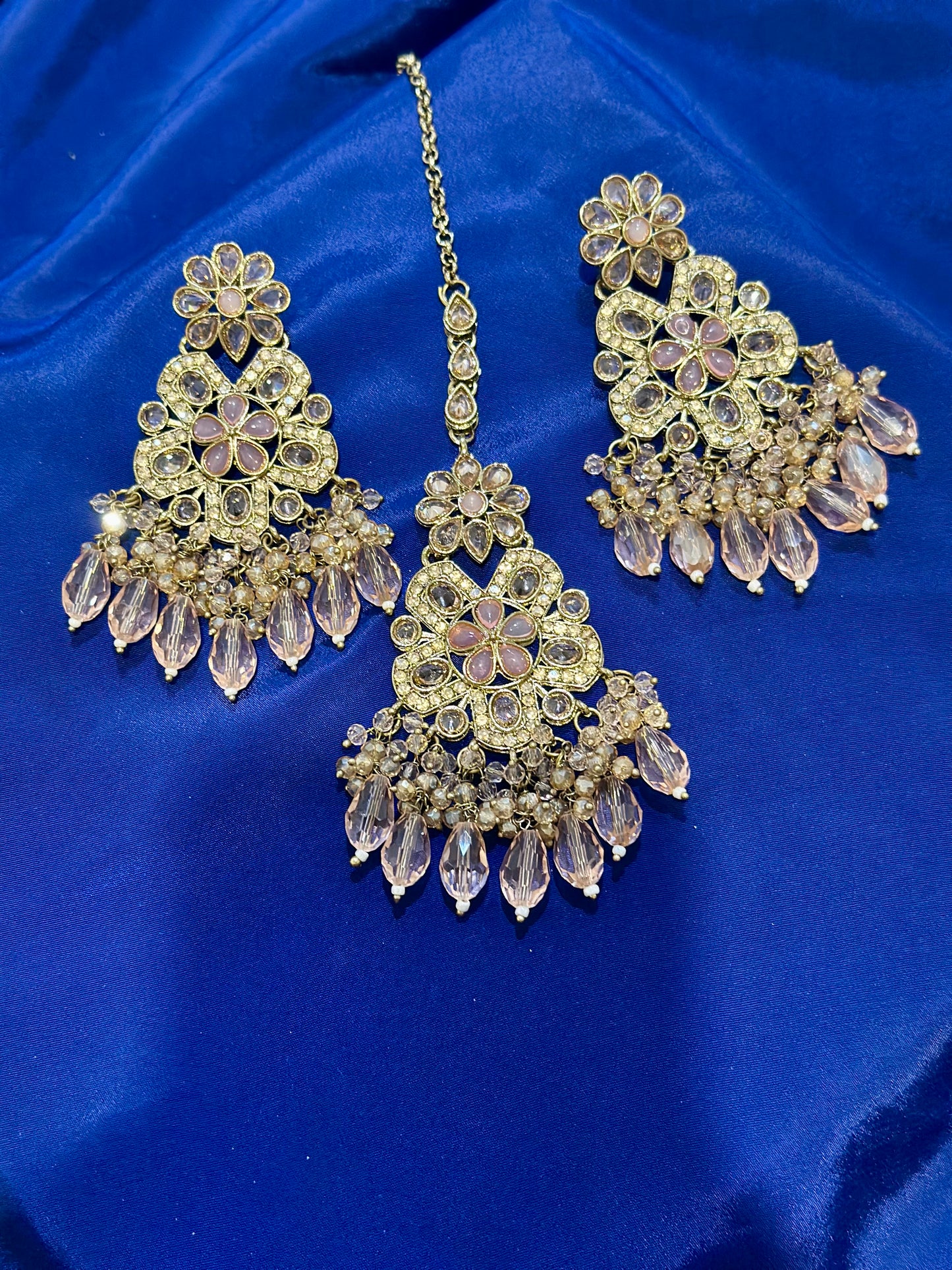 Polki earrings, Colour: Light pink, (Code: X2)
