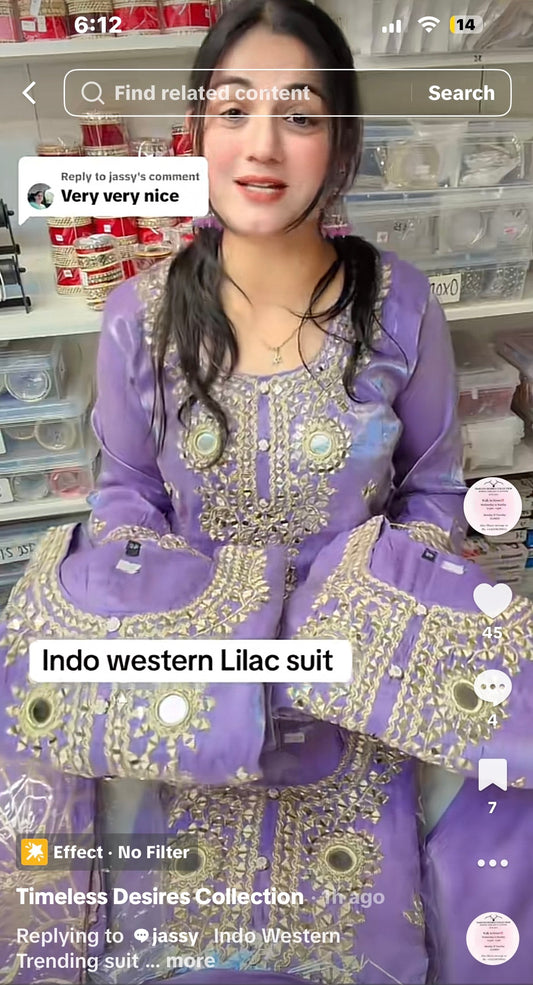 Party wear glass silk 3 pcs readymade suit - Code 61