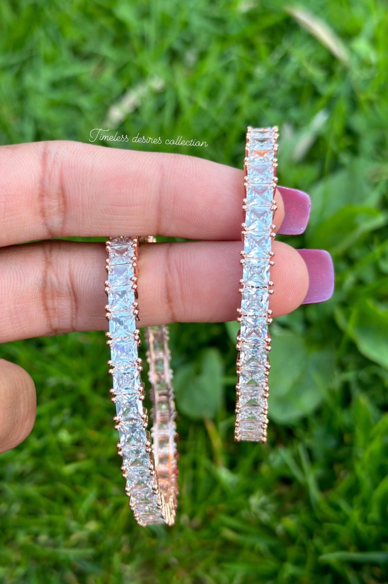 American diamond kangan / bangles in rose golden