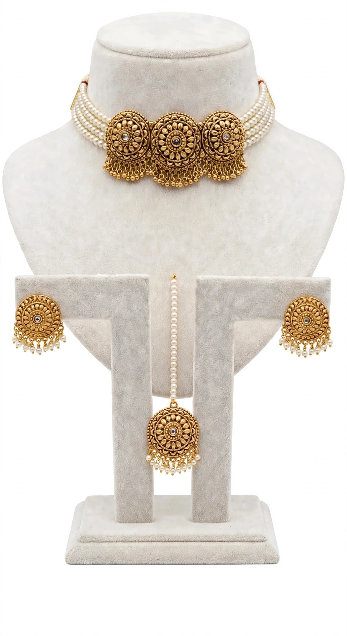 Necklace set with earrings and tikka, Code: 005