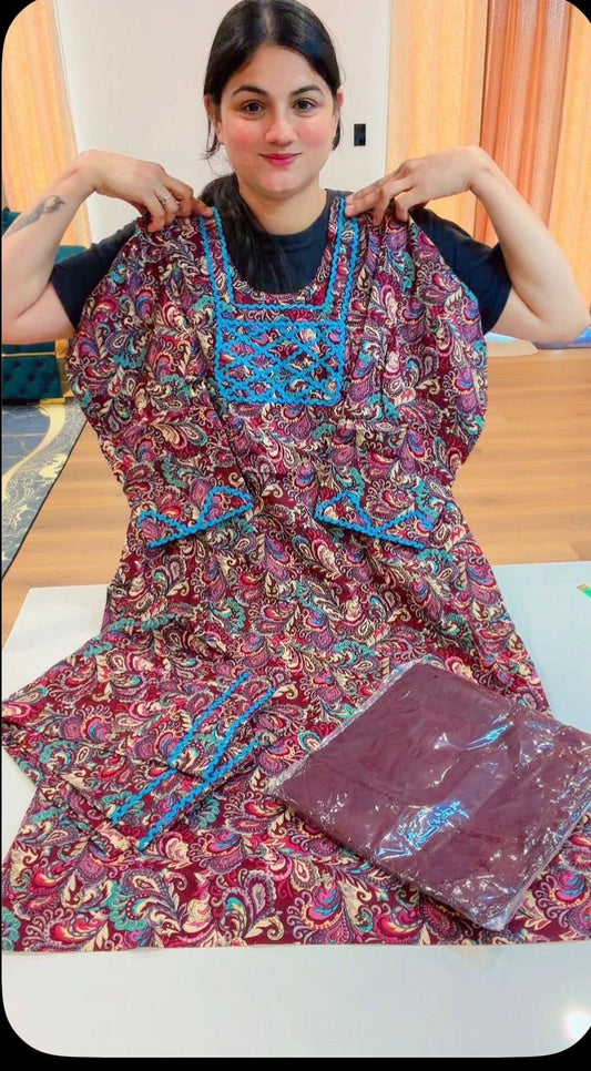 Cotton suit : ( colour - wine ) code 964