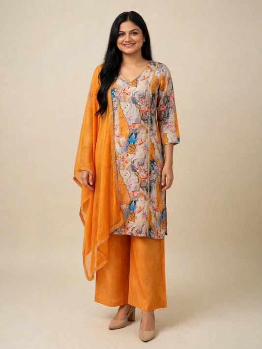 Shimmer fabric - boutique stitched suit in premium quality : Colour - Yellow : (Code - 210)