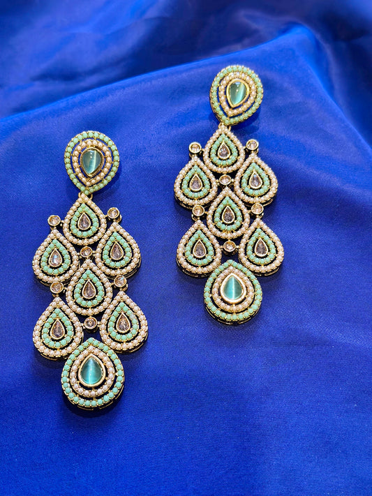 Polki earrings, Colour: Mint, (Code: X5)
