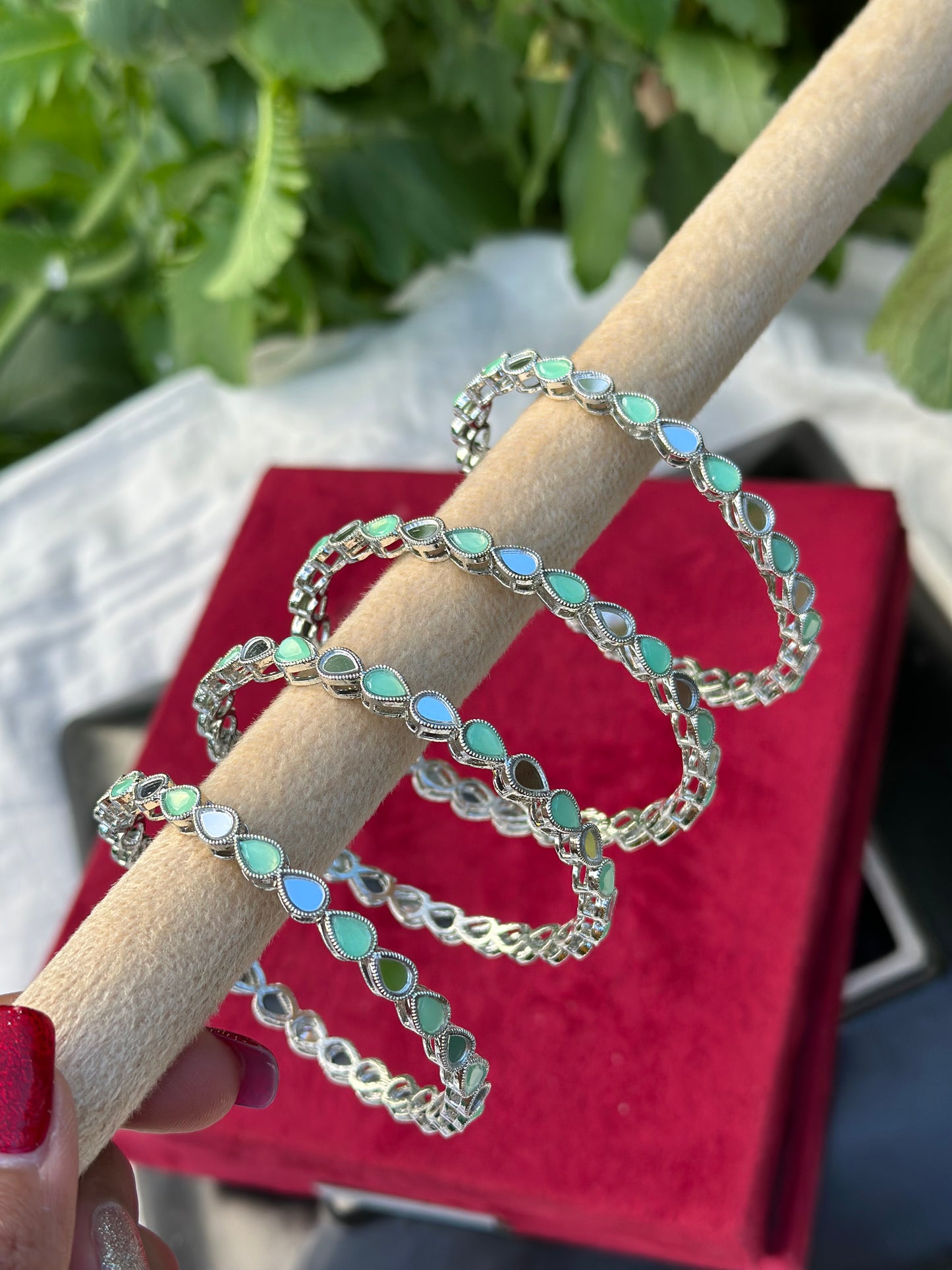 Mint Kangan / bangles in mirror ( set of 4 )