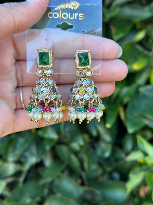 Multi Jhumki earrings Code: J32