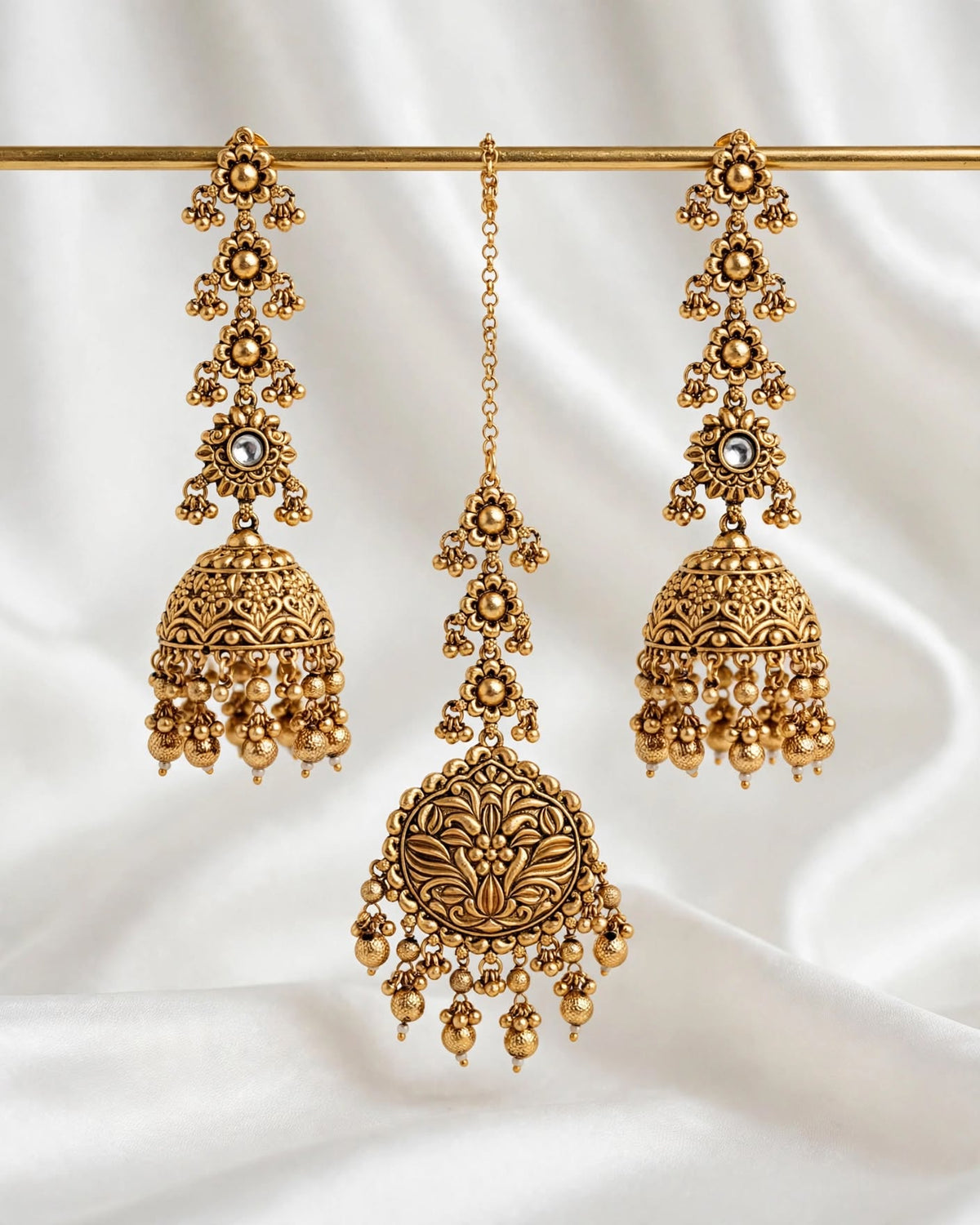 Earrings with tikka, Code: 052