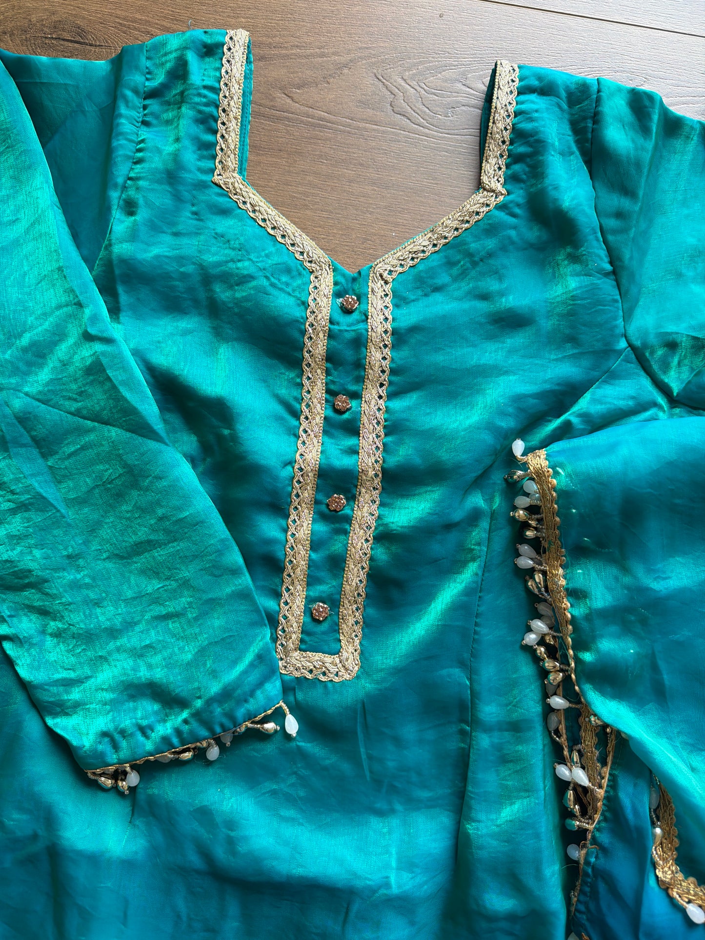 Sharara suit in peacock colour - Code 117